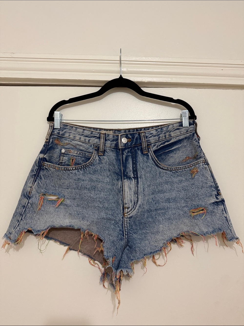 Pilcro Distressed Light Blue Denim Cutoff Shorts